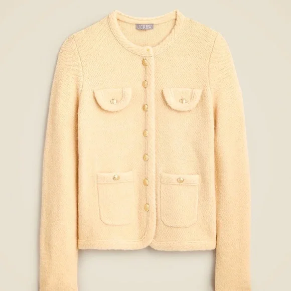 J.Crew Butter Cream Merino & Alpaca Wool Mix Button Up Sweater/Jacket Large MWT - Picture 3 of 8